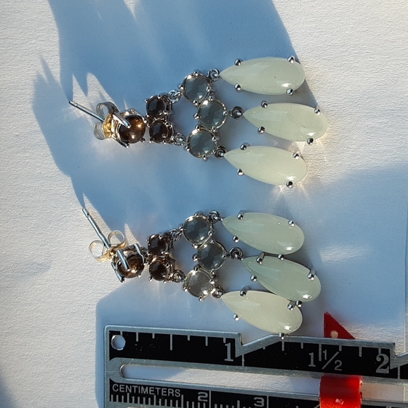925 multi Gemstone Chandelier Style Earrings. - Picture 4 of 4